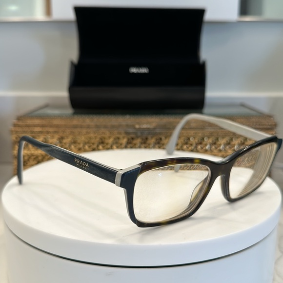 Prada - Rx - Navy/Gray/Tortoiseshell Eyeglass Frames GUC, w/ Prada Hard-Case - Picture 1 of 17